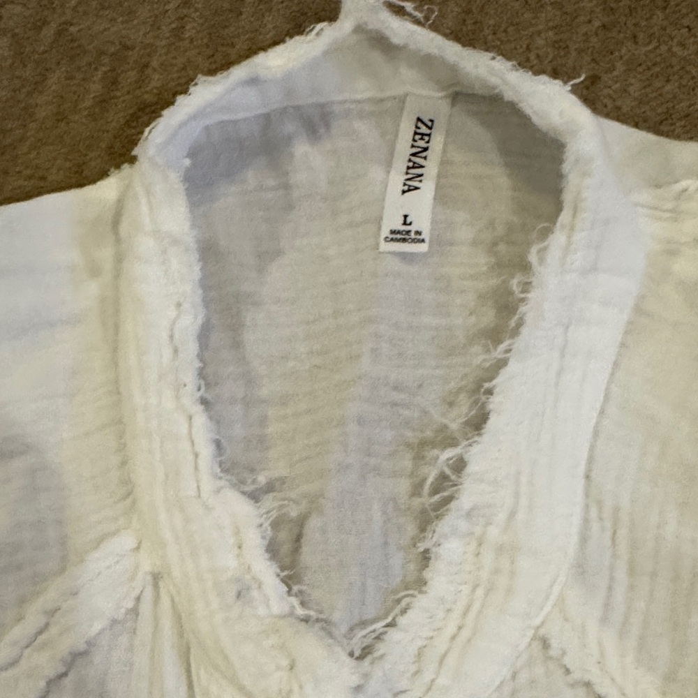 Zenana Outfitters Cream Textured Top - Picture 3 of 5